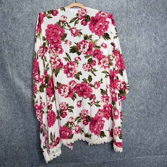 UMGEE Floral Kimono w/ Lace Trim- Sz XL/1XL - Picture 3 of 5